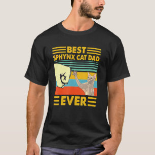 Best Sphynx Cat Dad Ever Retro Vintage Sunset T-Shirt