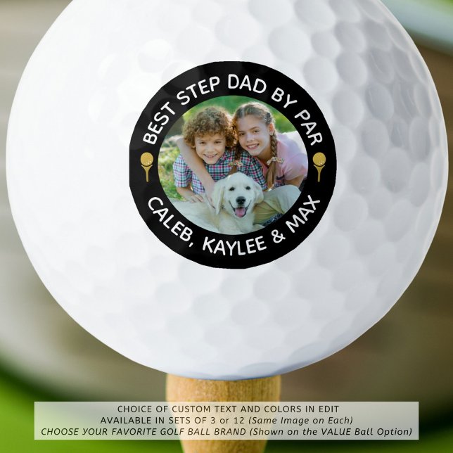 BEST STEP DAD BY FAR Photo Golfer Your Colour Golf Balls (Creator Uploaded)