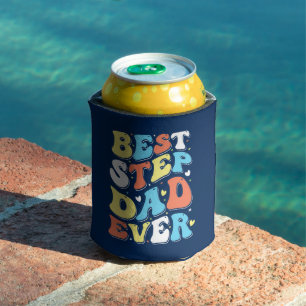 Best Step Dad Ever Colourful Retro Typography Can Cooler