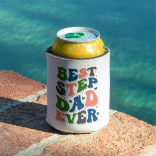 Best Step Dad Ever Colourful Retro Typography Can Cooler