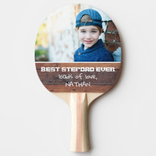 Best Step Dad Ever Father's Day 2022 Wood Photo Ping Pong Paddle