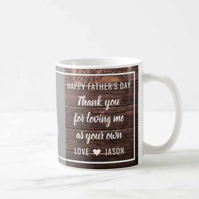 Best Step Dad Happy Father's Day Photo Brown Wood Coffee Mug (Right)