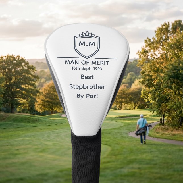 Best Stepbrother Monogram Initials Man Of Merit Golf Head Cover (Stepbrother golf head cover)