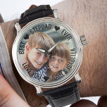 Best Stepdad Ever Personalized Photo Watch<br><div class="desc">Personalized photo watch - perfect for your stepdad - but you are welcome to customize the text as you wish. Upload your favourite photo and it will be displayed with a semi-opaque border overlay, as a base for the typography. The wording currently reads "Best ♥ Stepad ♥ Ever .. love...</div>