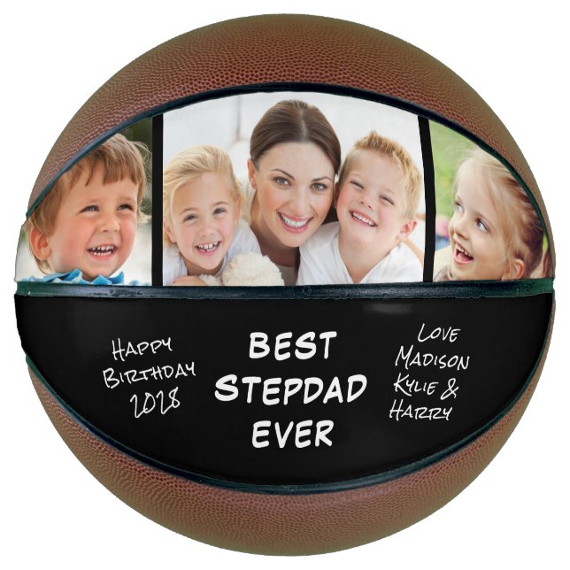 Best Stepdad Ever Photo Black Basketball (Front)