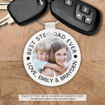 BEST STEPDAD EVER Photo Personalized Keychain<br><div class="desc">Create a personalized keychain with photo for the BEST STEP DAD EVER (or your custom text) in your choice of text, dot and background colours (shown in black on white). The design is duplicated on the back side so if you make any colour changes, make the same changes on the...</div>