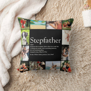 Best Stepfather, Stepdad Definition 12 Photo Black Throw Pillow