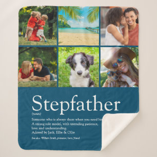 Best Stepfather, Stepdad Definition 6 Photo Blue Sherpa Blanket