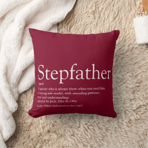 Best Stepfather, Stepdad Ever Definition Burgundy Throw Pillow