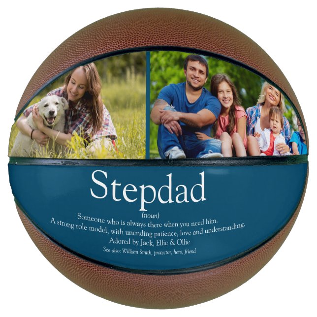Best Stepfather Stepdad Ever Definition Photo Blue Basketball (Front)