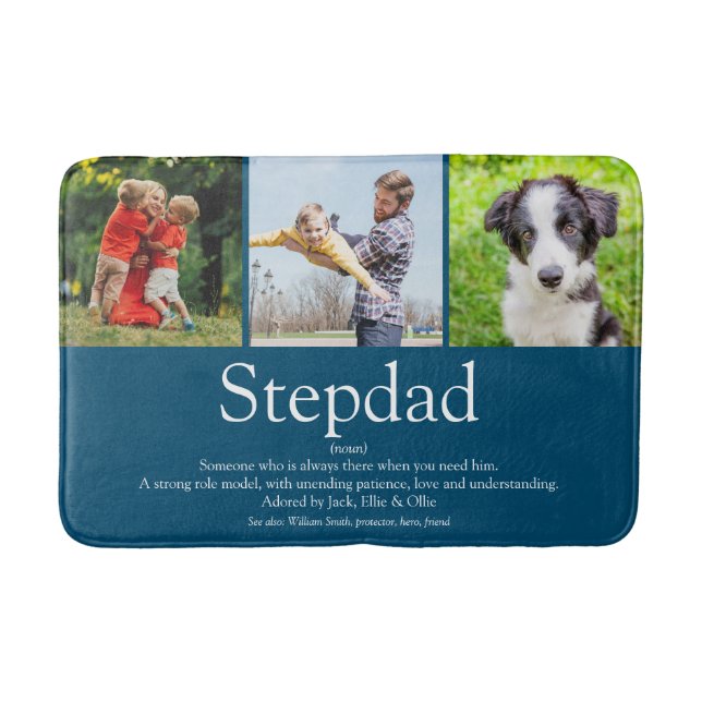 Best Stepfather Stepdad Ever Definition Photo Blue Bath Mat (Front)