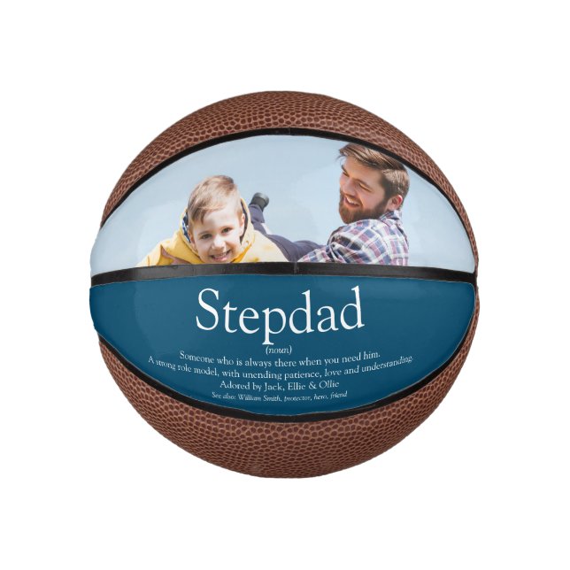 Best Stepfather Stepdad Ever Definition Photo Blue Mini Basketball (Front)