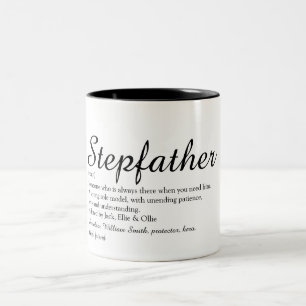 Best Stepfather, Stepdad Ever Definition Script Two-Tone Coffee Mug