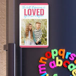 Best Stepmom is Loved by Kids Names Photo Fridge Magnet<br><div class="desc">Cute and cheerful refrigerator magnet for your stepmom (editable), personalized with one of your favourite photos. The design is lettered in oversized typography and elegant handwritten script, in cheerful pink and turquoise blue. It currently reads "this stepmom is loved by [your names]" and the template is set up for you...</div>