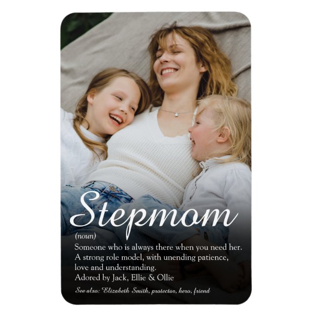 Best Stepmom, Stepmother Definition Script Photo Magnet (Vertical)