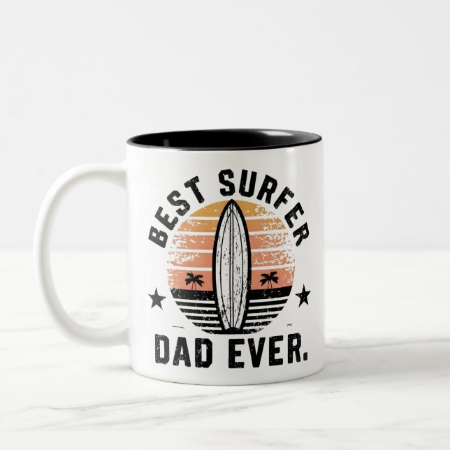 Best Surfer Dad Ever Two-Tone Coffee Mug (Left)