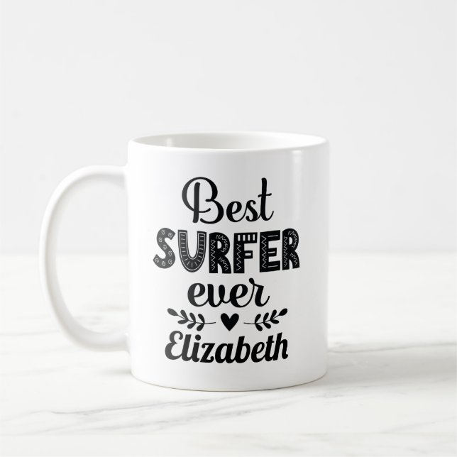 Best Surfer Ever Cute Surfing Gift Coffee Mug (Left)