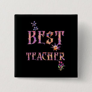 Best Teacher 2 Inch Square Button