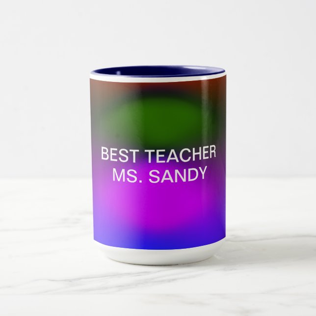 Best Teacher Add Name Blue, Purple, Green & Orange Mug (Center)