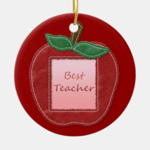 Best Teacher Apple Ceramic Ornament