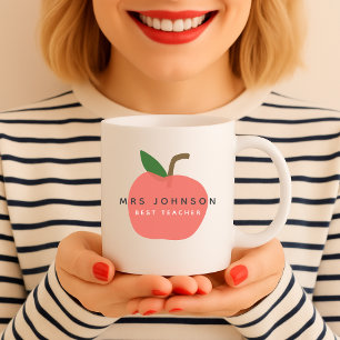 Best Teacher Apple Cute Fun Modern Name Scandi Coffee Mug