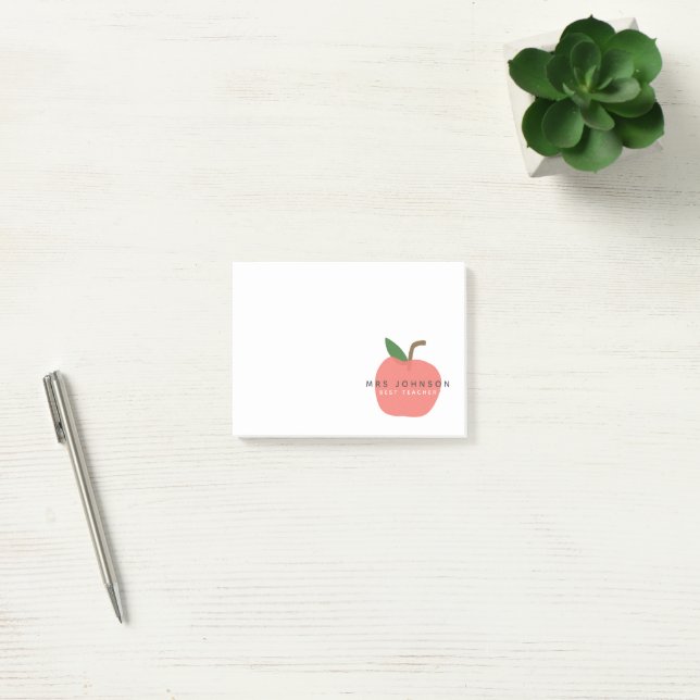 Best Teacher | Apple Cute Fun Modern Name Scandi Post-it Notes (Office)