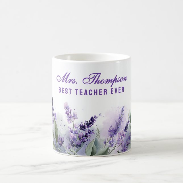 Best Teacher Appreciation Lavender Spring Floral Coffee Mug (Center)
