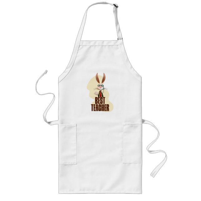 Best Teacher Bunny Rabbit Classroom Humour Long Apron (Front)