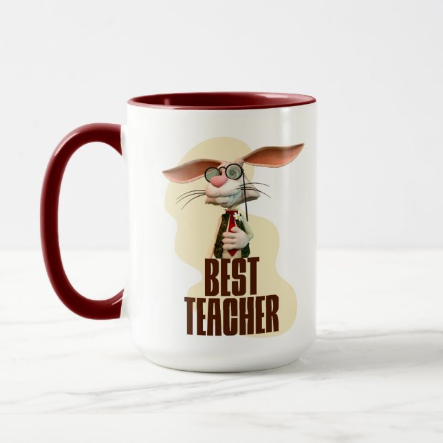 Best Teacher Bunny Rabbit Classroom Humour Mug (Left)
