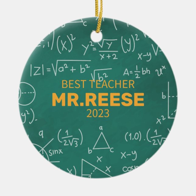 Best Teacher Custom Math Teacher Name Mathematics Ceramic Ornament (Front)