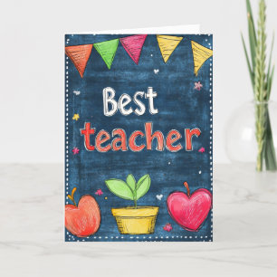 Best Teacher Cute Colour Holiday Card