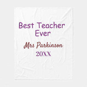 Best teacher ever add name date year simple school fleece blanket