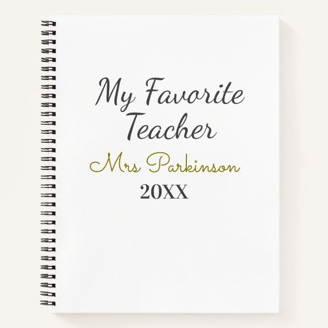 Best teacher ever add name date year simple school notebook (Front)