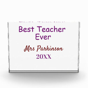 Best teacher ever add name date year simple school photo block