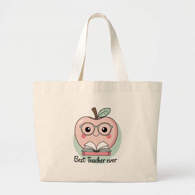 Best Teacher Ever Apple Design  Large Tote Bag (Front)