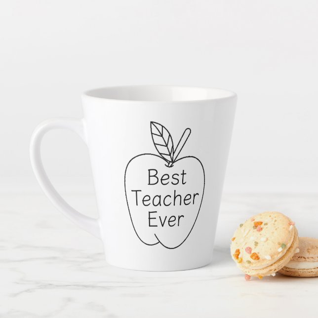 Best Teacher Ever Apple Outline  Latte Mug (In Situ)