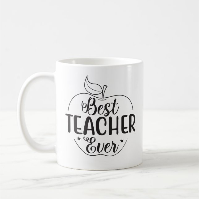 Best Teacher Ever Apple Personalized Coffee Mug (Left)