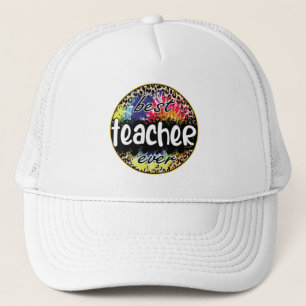 Best Teacher Ever – Colourful Leopard Print Trucker Hat
