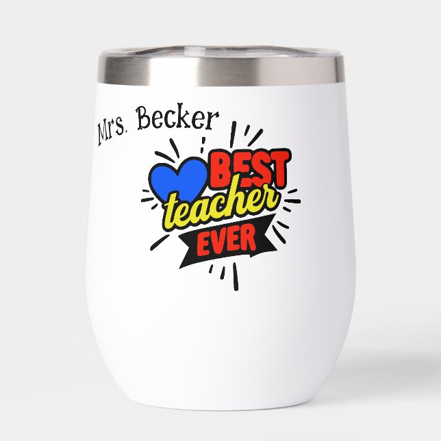 Best teacher ever comic cartoon personalized colou (Back)