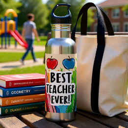 Best Teacher Ever custom Name apples/pens 710 Ml Water Bottle