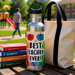 Best Teacher Ever custom Name apples/pens  710 Ml Water Bottle