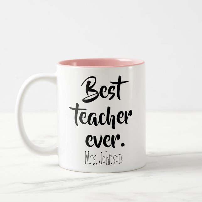 Best Teacher Ever Cute Appreciation Gift School Two-Tone Coffee Mug (Left)
