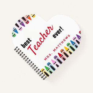 Best Teacher Ever Gift Cute Colour Crayons Notebook