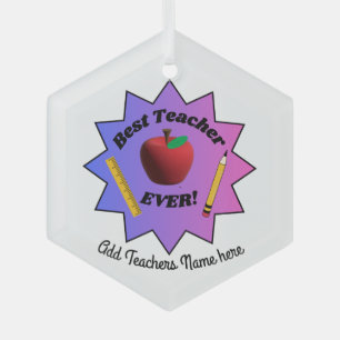 Best Teacher EVER! Glass Ornament