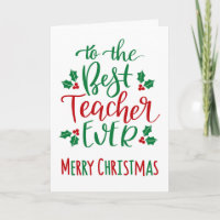 Best Teacher Ever Merry Christmas Typography