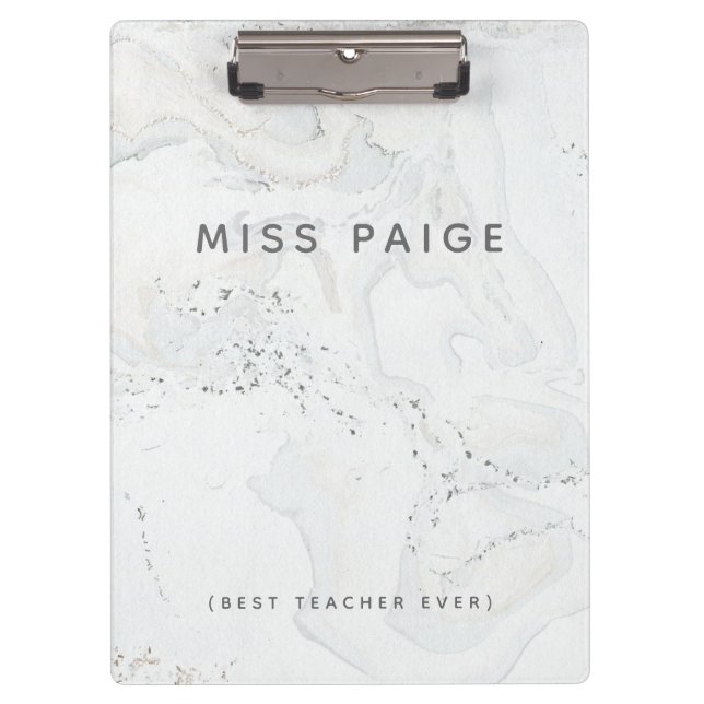 Best teacher ever modern elegant marble clipboard (Front)