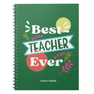 Best teacher ever name modern handwritten notebook