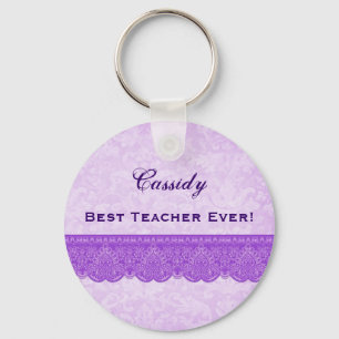 Best Teacher Ever Orchid Purple F431 Keychain