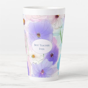 Best Teacher Ever Pastel Floral Latte Mug