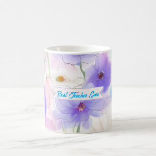 “Best Teacher Ever” Pastel Watercolor Floral  Coffee Mug